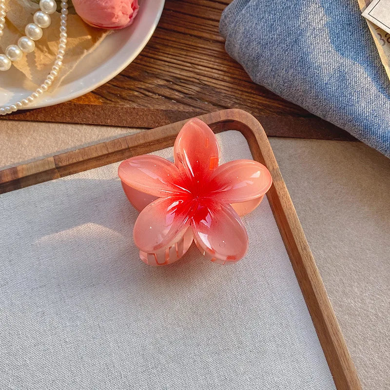 Five-petal flower Summer Super Fairy Vacation style frangeria Grab clip Shark Clip Acrylic flower hair grab hair accessories bac