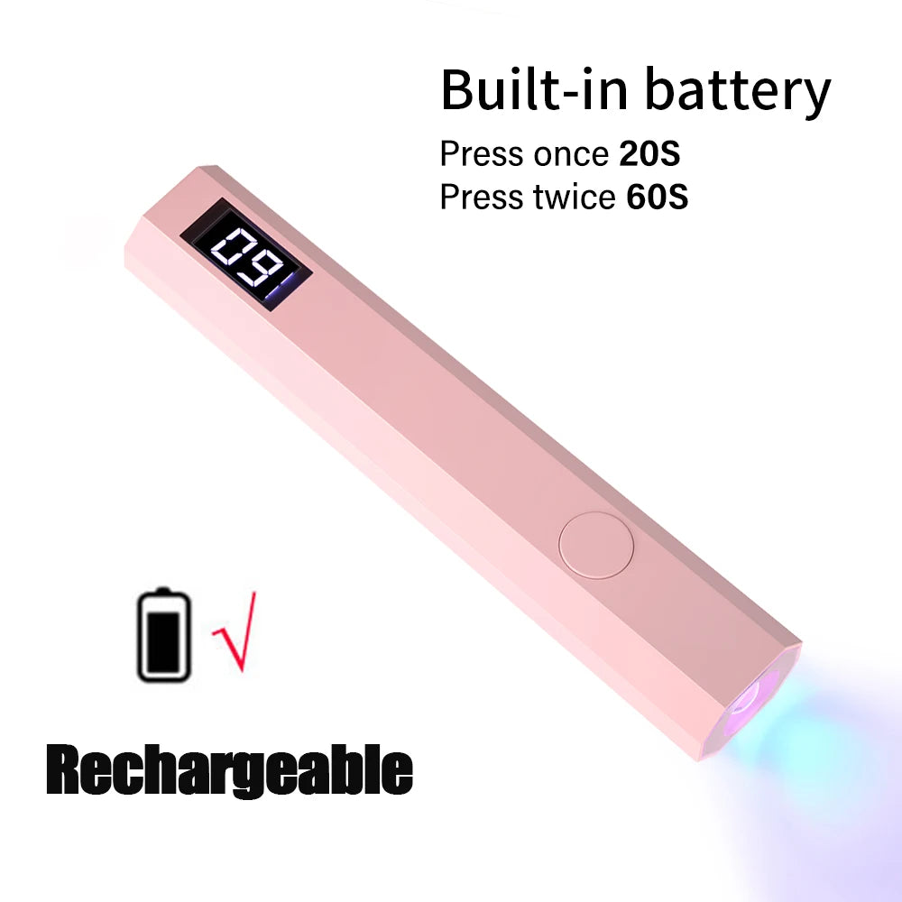 Timing Display Portable Handheld Mini Nail Lamp Family Quick Dry Flashlight Pen Chargeable Nail Dryer Machine Uv Led Nail Lamp