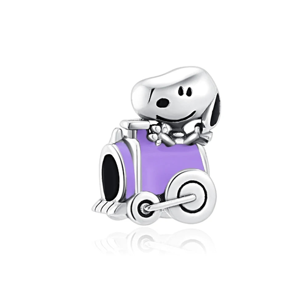 MINISO NPEANUTS@ Snoopy Charlie Brown Linus Van Pelt Peppermint Patty Pendant Original 925 Silver Charm Fit Bracelet For Women
