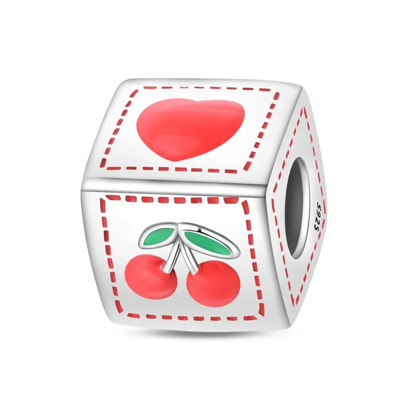 925 Sterling Silver Strawberry Cherry Apple Avocado Fruit Charms Pendants Fit DIY 925 Original BraceletS Birthday Jewelry