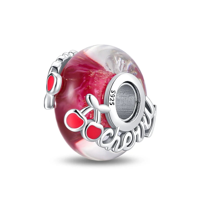 925 Sterling Silver Strawberry Cherry Apple Avocado Fruit Charms Pendants Fit DIY 925 Original BraceletS Birthday Jewelry