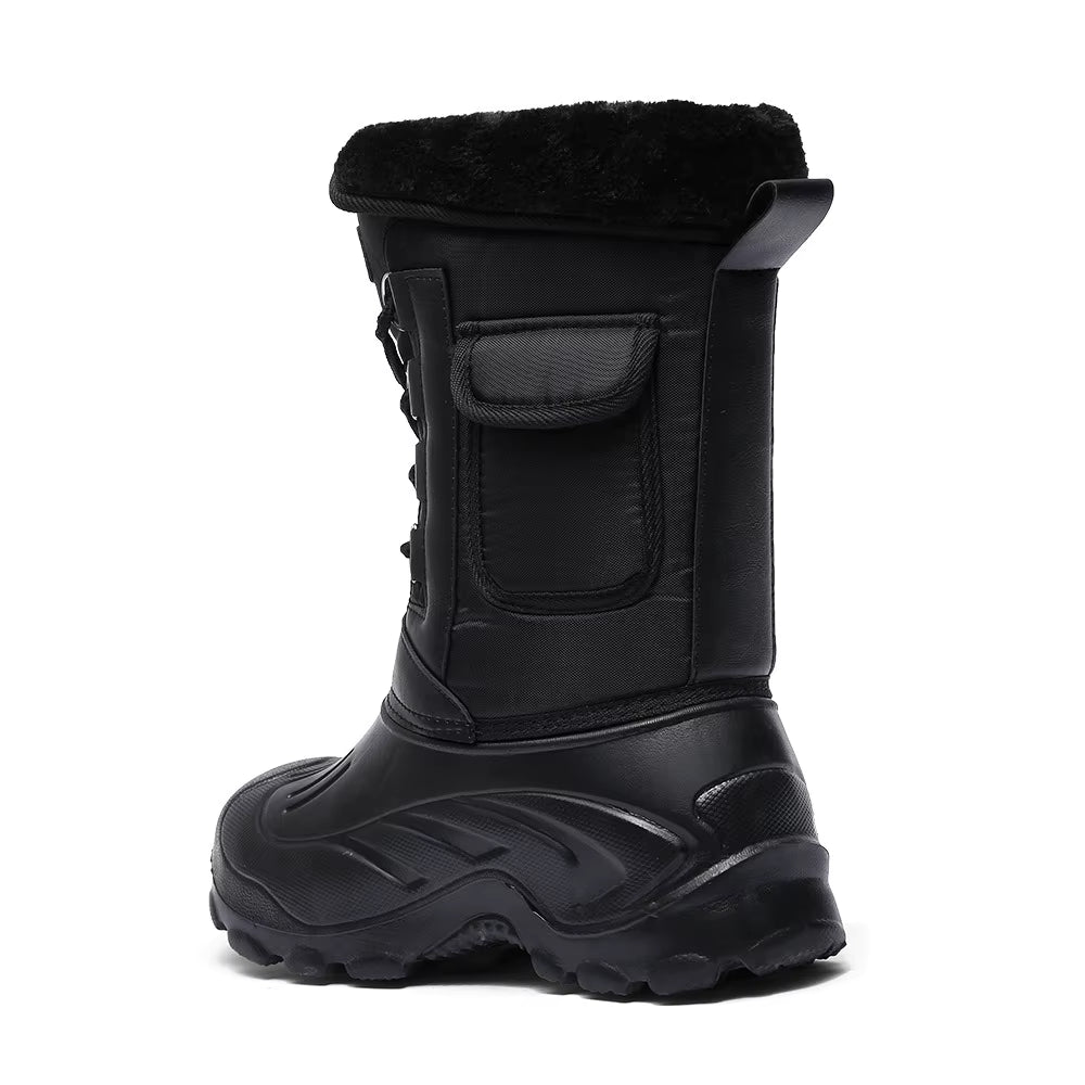 Men's Winter Boots Platform Men's Snow Boots Warm Thick Plush Waterproof Outdoor Fishing Work Boots Plus Size 40-46