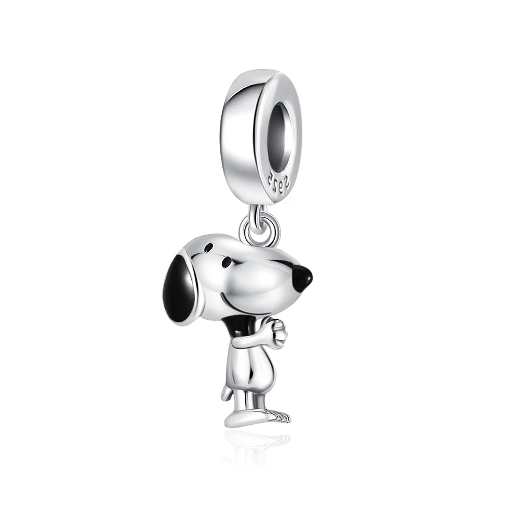 MINISO NPEANUTS@ Snoopy Charlie Brown Linus Van Pelt Peppermint Patty Pendant Original 925 Silver Charm Fit Bracelet For Women