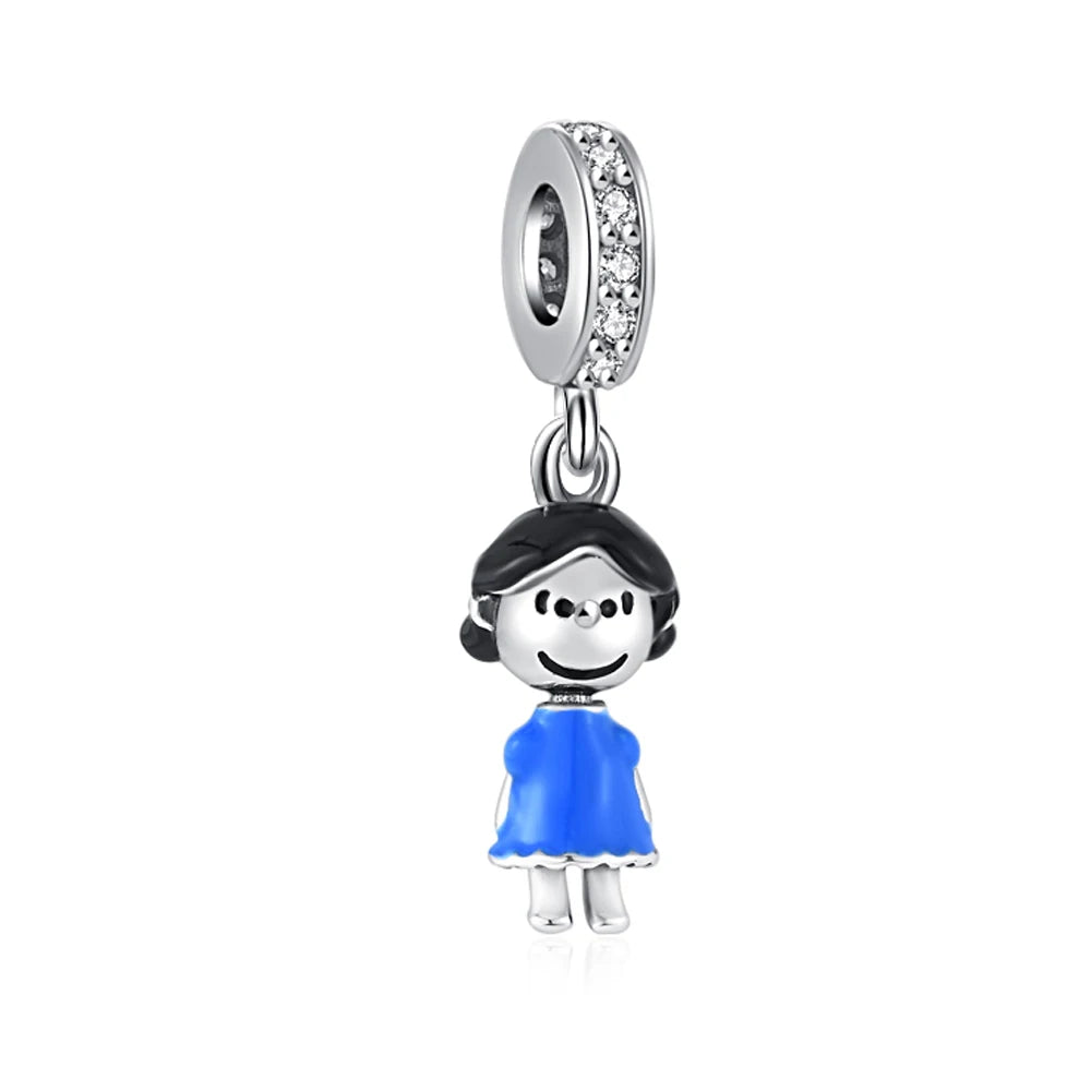MINISO NPEANUTS@ Snoopy Charlie Brown Linus Van Pelt Peppermint Patty Pendant Original 925 Silver Charm Fit Bracelet For Women