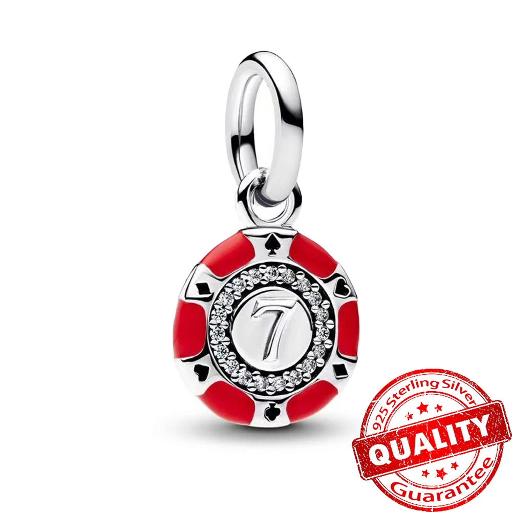 Summer 925 Sterling Silver Ocean Blue Pave Clip & Blooming Peach Blood Red Rose Charm Fit Original Bracelet Necklace Jewelry