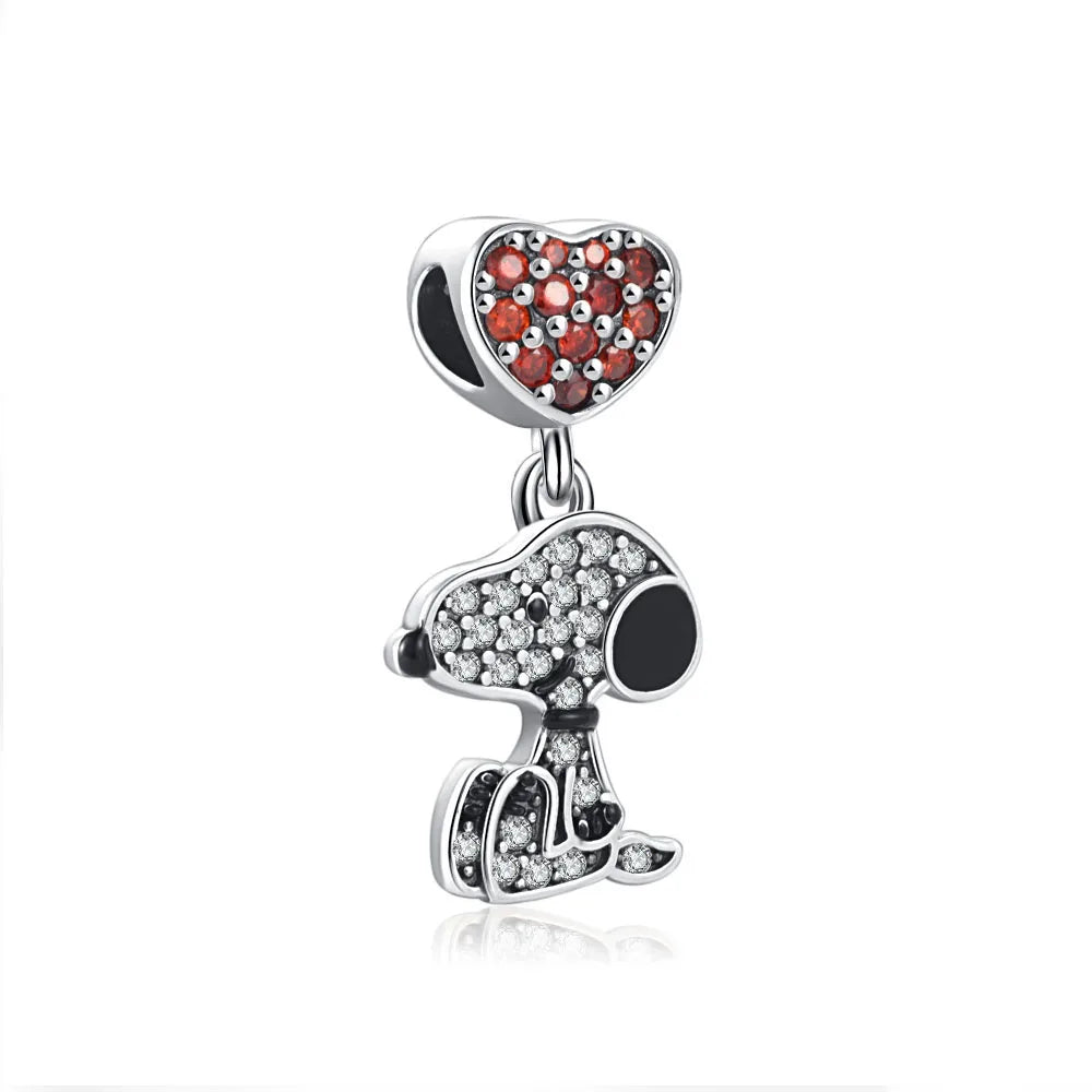 MINISO NPEANUTS@ Snoopy Charlie Brown Linus Van Pelt Peppermint Patty Pendant Original 925 Silver Charm Fit Bracelet For Women