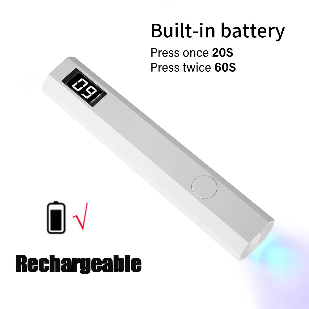 Timing Display Portable Handheld Mini Nail Lamp Family Quick Dry Flashlight Pen Chargeable Nail Dryer Machine Uv Led Nail Lamp